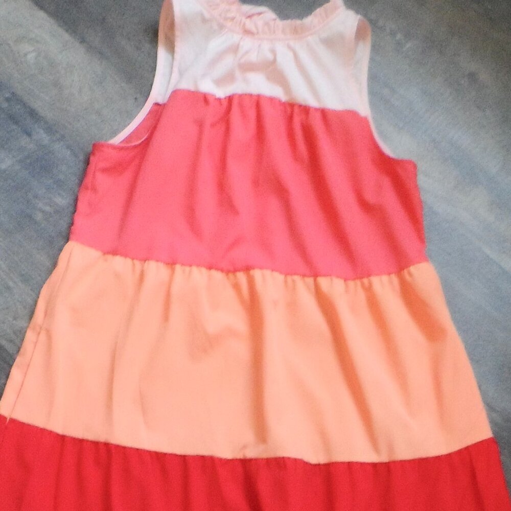 Color Block Tiered Maxi Dress Orange/Red/Coral/Pink Sz Sm Periwinkle Collection